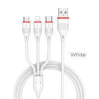  USB kabelis Borofone BX17 3in1 microUSB-Lightning-Type-C white 